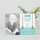 Little Man Birthday Party Invitation with Photo (Standing Front)