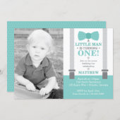 Little Man Birthday Party Invitation with Photo (Front/Back)
