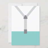 Little Man Birthday Party, Teal, Gray, Invitation (Back)
