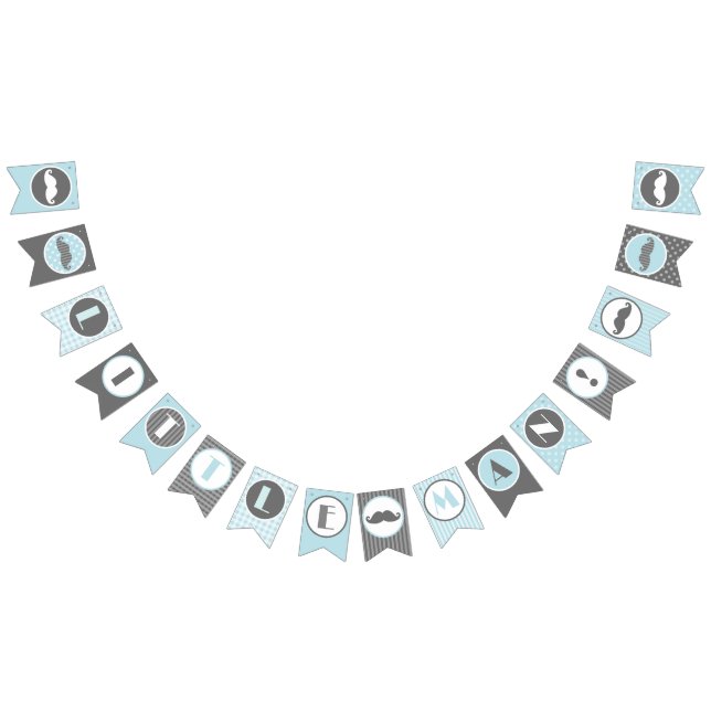 Little Man Blue and Grey Mustache Banner (All)