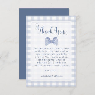 Little Man Blue bow tie baby shower Thank You Card