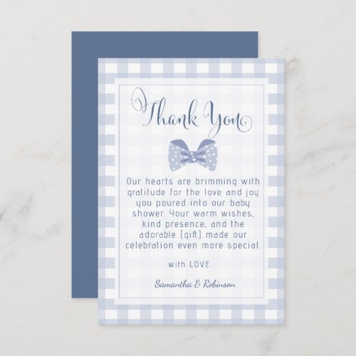 Little Man Blue bow tie baby shower  Thank You Card