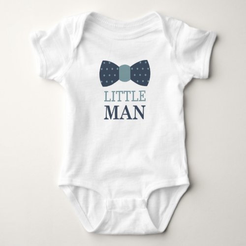 Little Man Bow Tie Baby Bodysuit in Navy and Gray