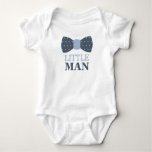 Little Man Bow Tie Baby Bodysuit In Navy And Gray at Zazzle