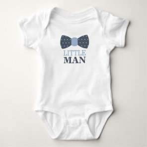 Little Man Bow Tie Baby Bodysuit in Navy and Gray