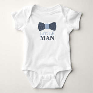Little Man Bow Tie Baby Bodysuit in Navy and Gray
