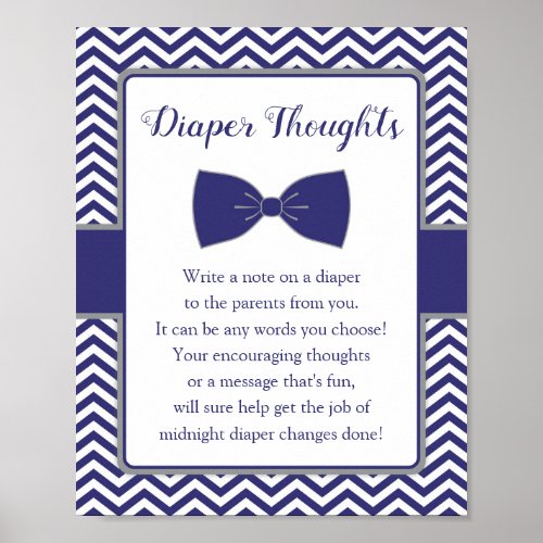 Little Man Bow Tie Baby Shower Diaper Thoughts Poster