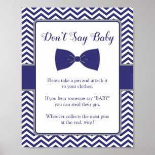 Little Man Bow Tie Baby Shower Don't Say Baby Sign