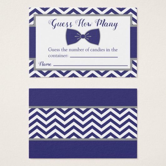 Little Man Bow Tie Baby Shower Guess How Many Card (Front & Back)