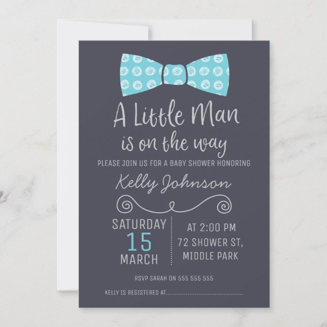 Little Man Bow Tie Baby Shower Invitation (Front)