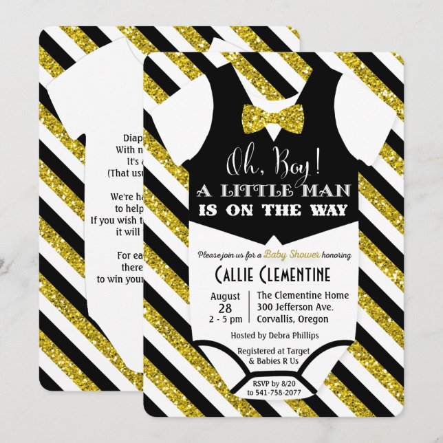 Little Man Bow Tie Baby Shower Invitation (Front/Back)