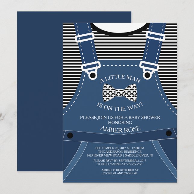 Little Man Bow Tie Baby Shower Invitation (Front/Back)