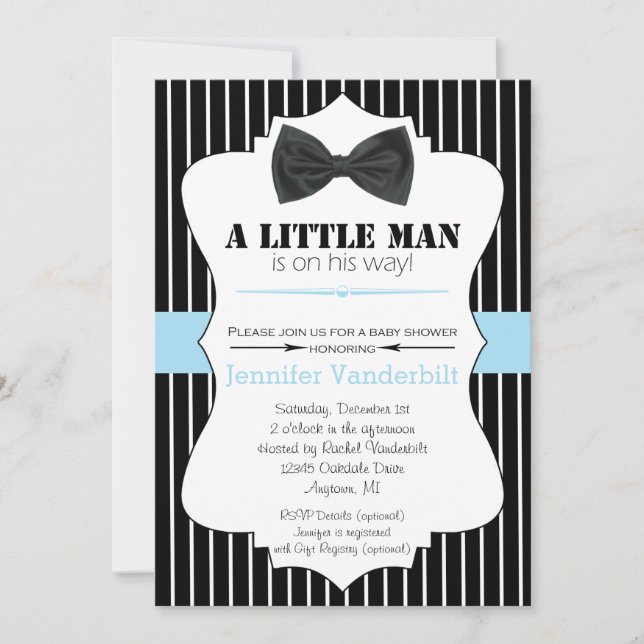 Little Man Bow Tie Baby Shower Invitation (Front)