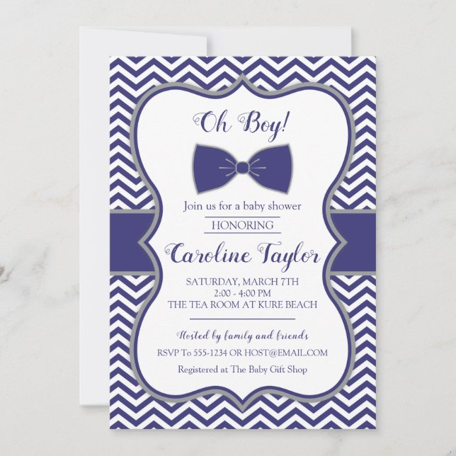 Little Man Bow Tie Baby Shower Invitation card (Front)