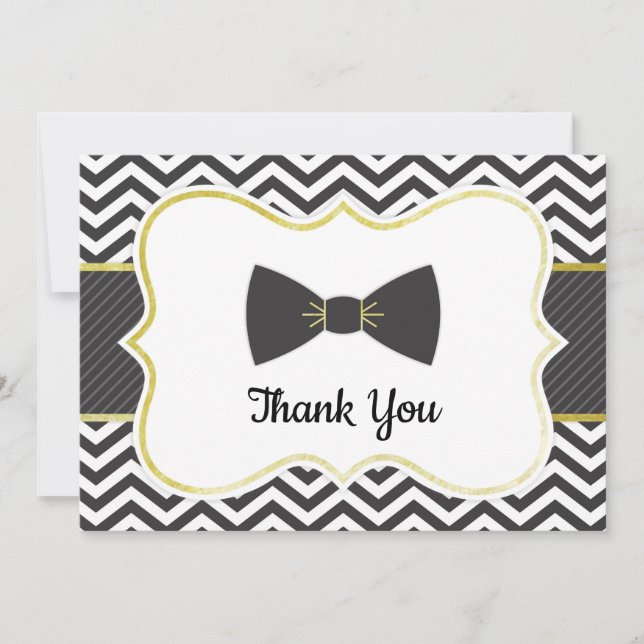 Little Man Bow Tie Baby Shower Thank You (Front)