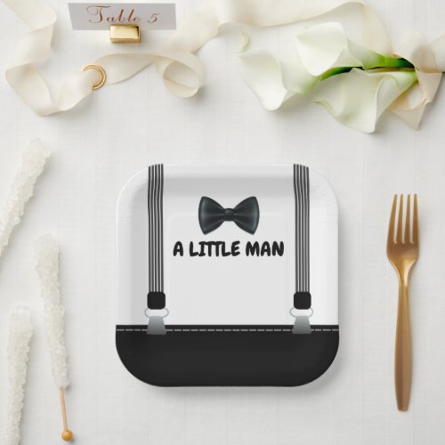Little Man Bow Tie Themed Baby Shower Paper Plates