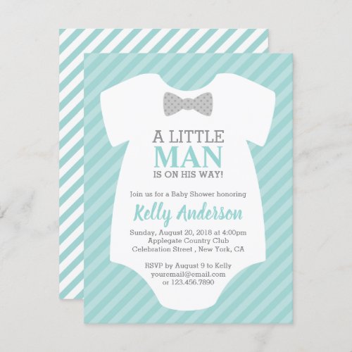 Little Man Boy Baby Shower Invitation _ Blue