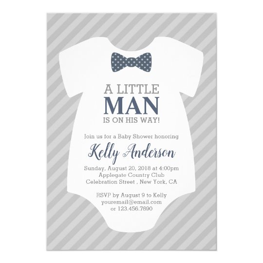 Little Man Boy Baby Shower Invitation - Blue Gray | Zazzle.com