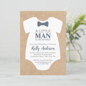Little Man Boy Baby Shower Invitation - Kraft Card (Standing Front)