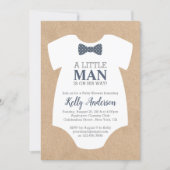 Little Man Boy Baby Shower Invitation - Kraft Card (Front)