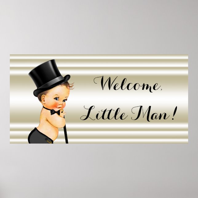 Little Man Boy Baby Shower Poster (Front)