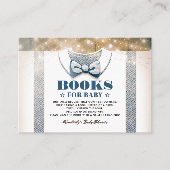 Little Man | Boy Baby Shower Rustic Bring A Book Enclosure Card (Front)