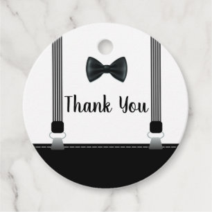 Little Man Boy Black Grey Bow Tie baby shower Favor Tags