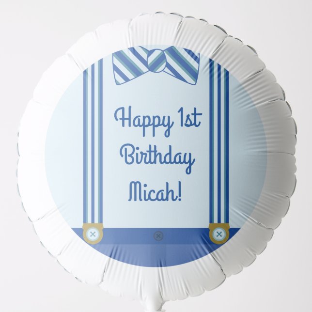 Little Man Boy's 1st Birthday Party Balloon (Front)