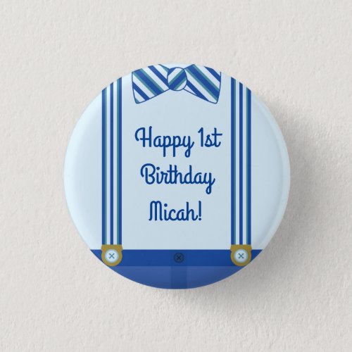 Little Man Boys 1st Birthday Party Button