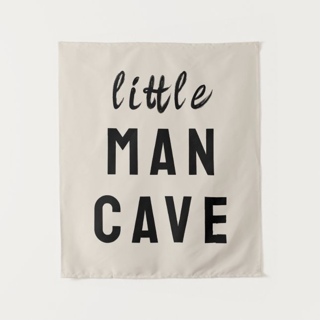 Little Man Cave Boy Room Tan Nursery Playroom Wall Tapestry (Front)