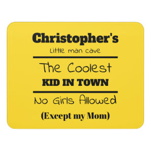 Little man cave coolest kid yellow and black door sign