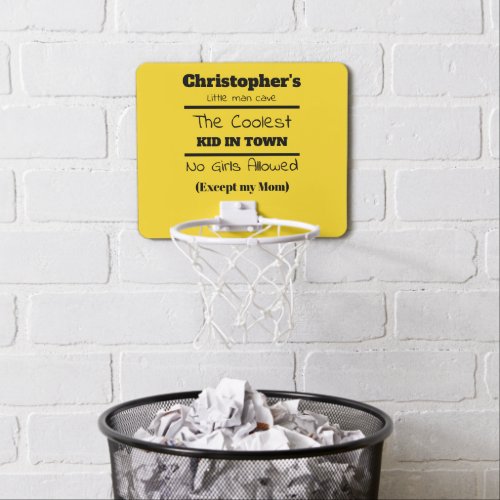 Little man cave coolest kid yellow and black mini basketball hoop