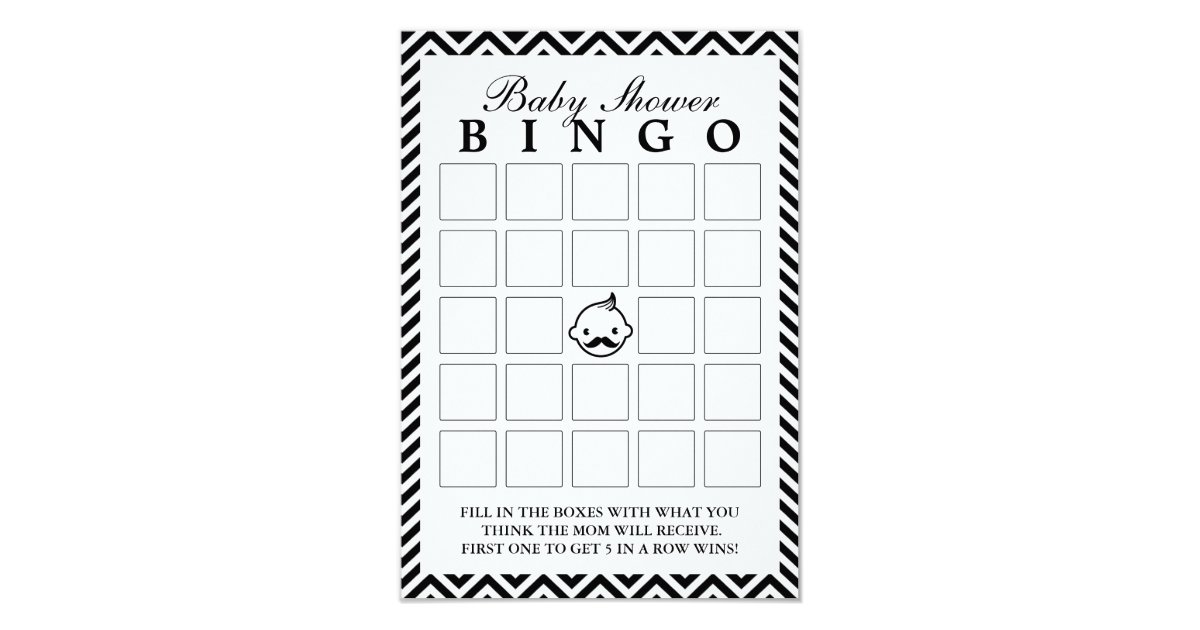 Little Man Chevron Stripes Baby Shower Bingo Cards Zazzle Com