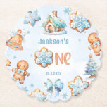 Little Man Christmas Cookie boy 1st birthday Paper Coaster<br><div class="desc">Little Man Christmas Cookie boy 1st birthday Paper Coaster
Matching items available.</div>