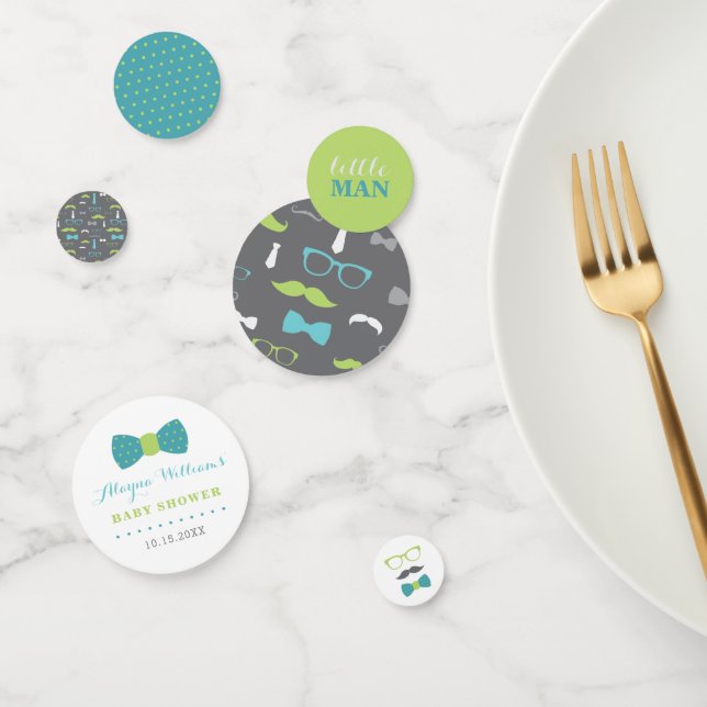 Little Man Confetti, Teal, Lime Green, Gray Confetti (Group)