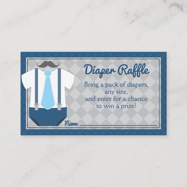 Little Man Diaper Raffle Baby Shower Enclosure Card (Front)