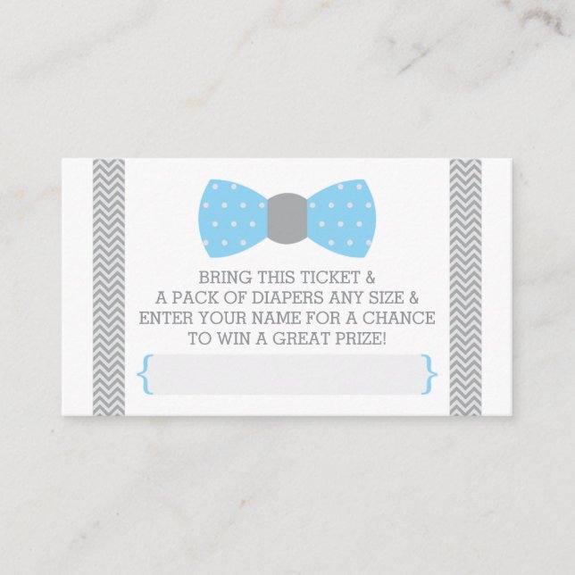 Little Man Diaper Raffle Ticket, Baby Blue, Gray Enclosure Card (Front)