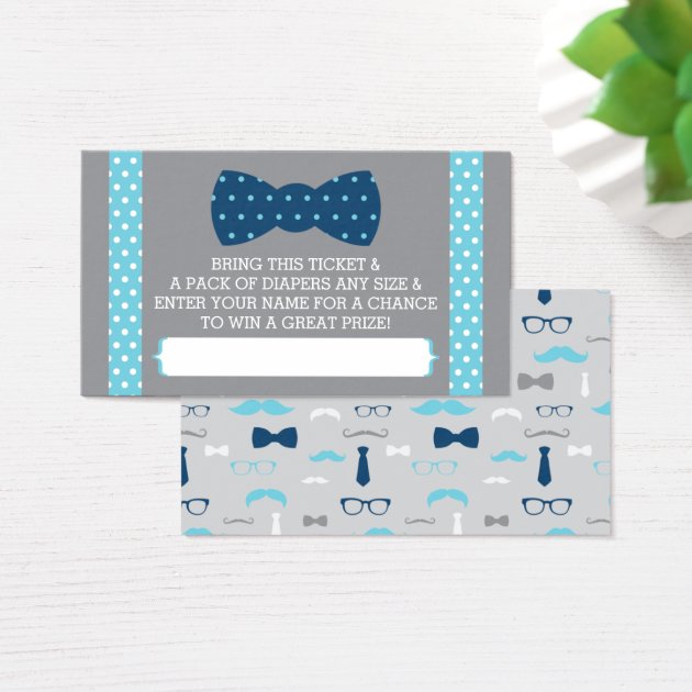 Little Man Diaper Raffle Ticket, Baby Blue, Navy Business Card