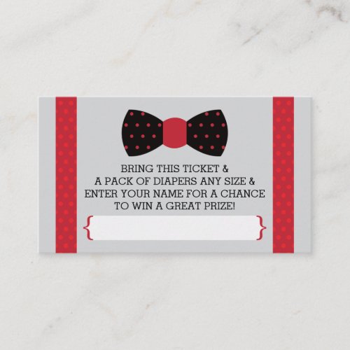 Little Man Diaper Raffle Ticket Black Red Enclosure Card