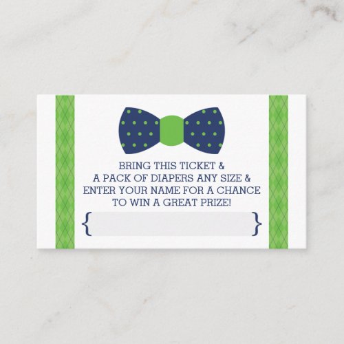 Little Man Diaper Raffle Ticket Blue Green Enclosure Card