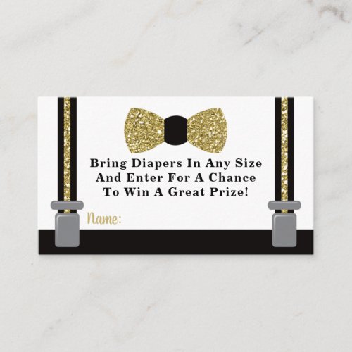 Little Man Diaper Raffle Ticket Gold Black Enclosure Card