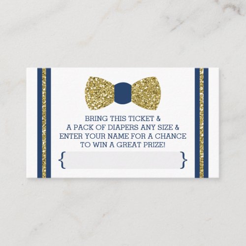 Little Man Diaper Raffle Ticket Gold Navy Enclosure Card