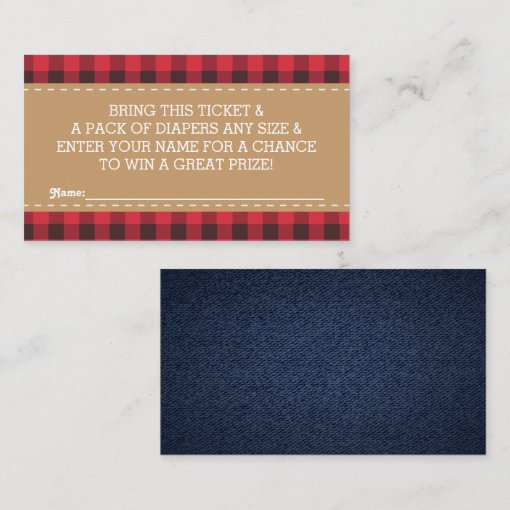 Little Man Diaper Raffle Ticket, Lumberjack Enclosure Card | Zazzle