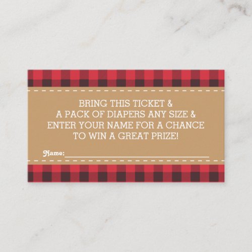 Little Man Diaper Raffle Ticket Lumberjack Enclosure Card