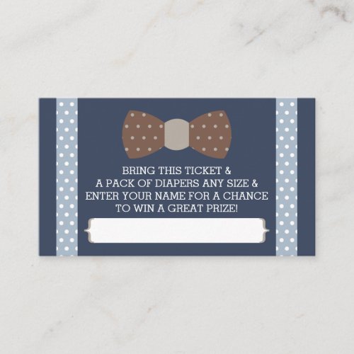 Little Man Diaper Raffle Ticket Navy Blue Brown Enclosure Card