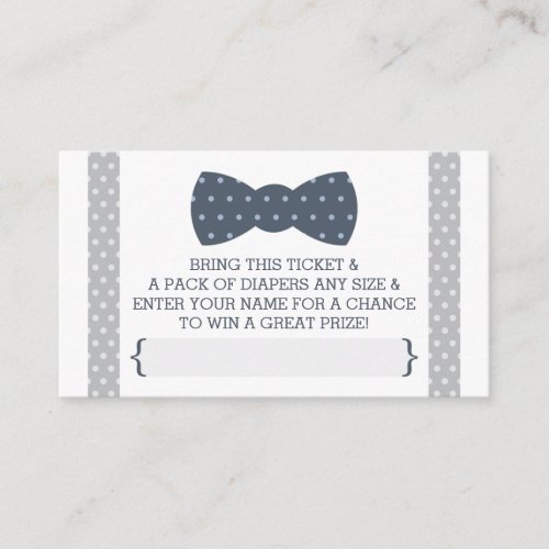 Little Man Diaper Raffle Ticket Navy Blue Gray Enclosure Card