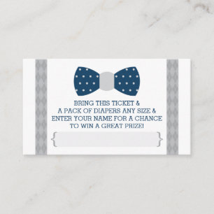 Little Man Diaper Raffle Ticket, Navy Blue, Gray Enclosure Card