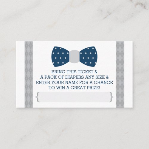 Little Man Diaper Raffle Ticket Navy Blue Gray Enclosure Card