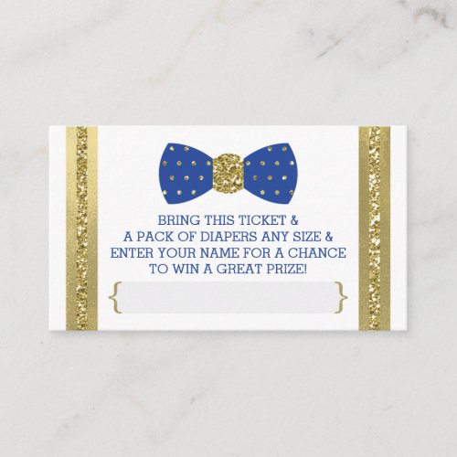 Little Man Diaper Raffle Ticket Royal Blue Gold Enclosure Card