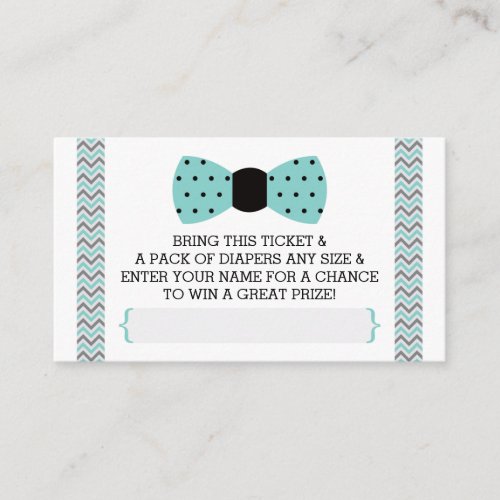 Little Man Diaper Raffle Ticket Teal Black Enclosure Card